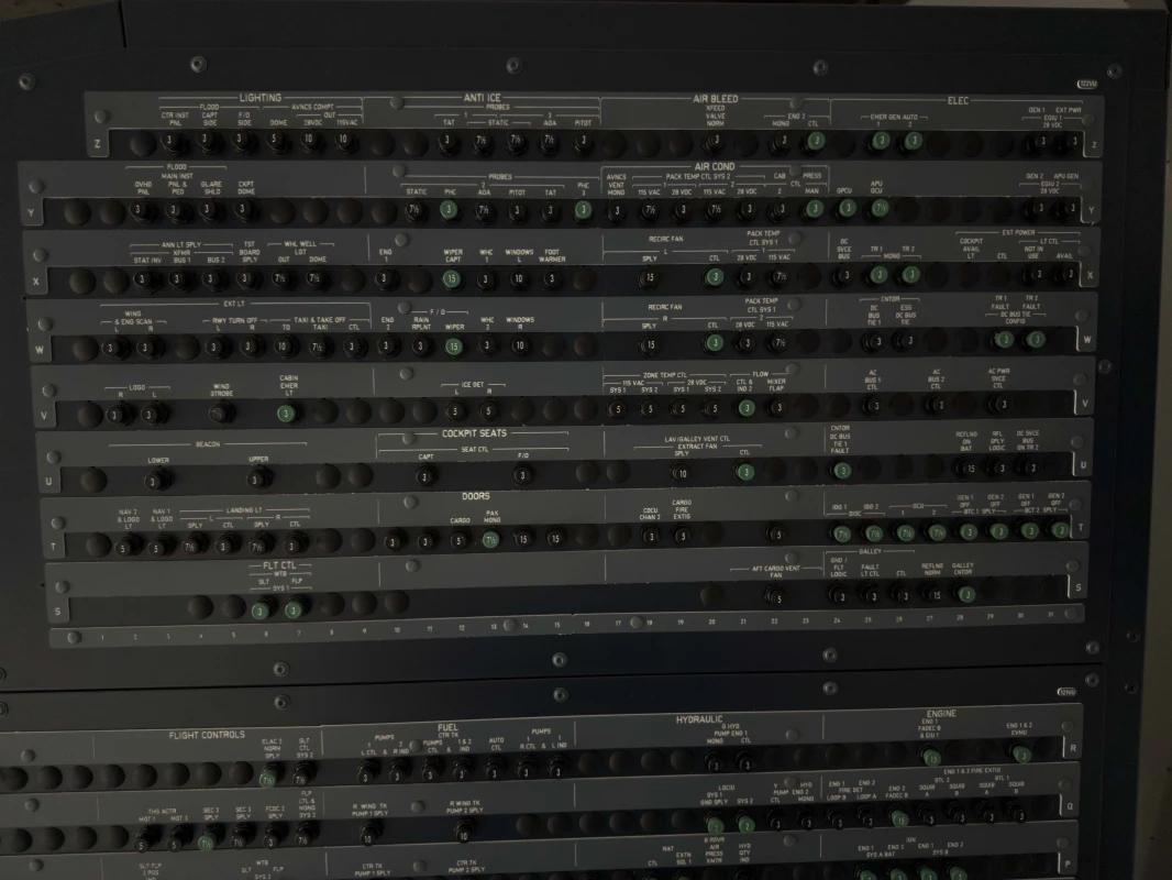 FSC A320 turnkey professional simulator circuit breakers 121VU panel