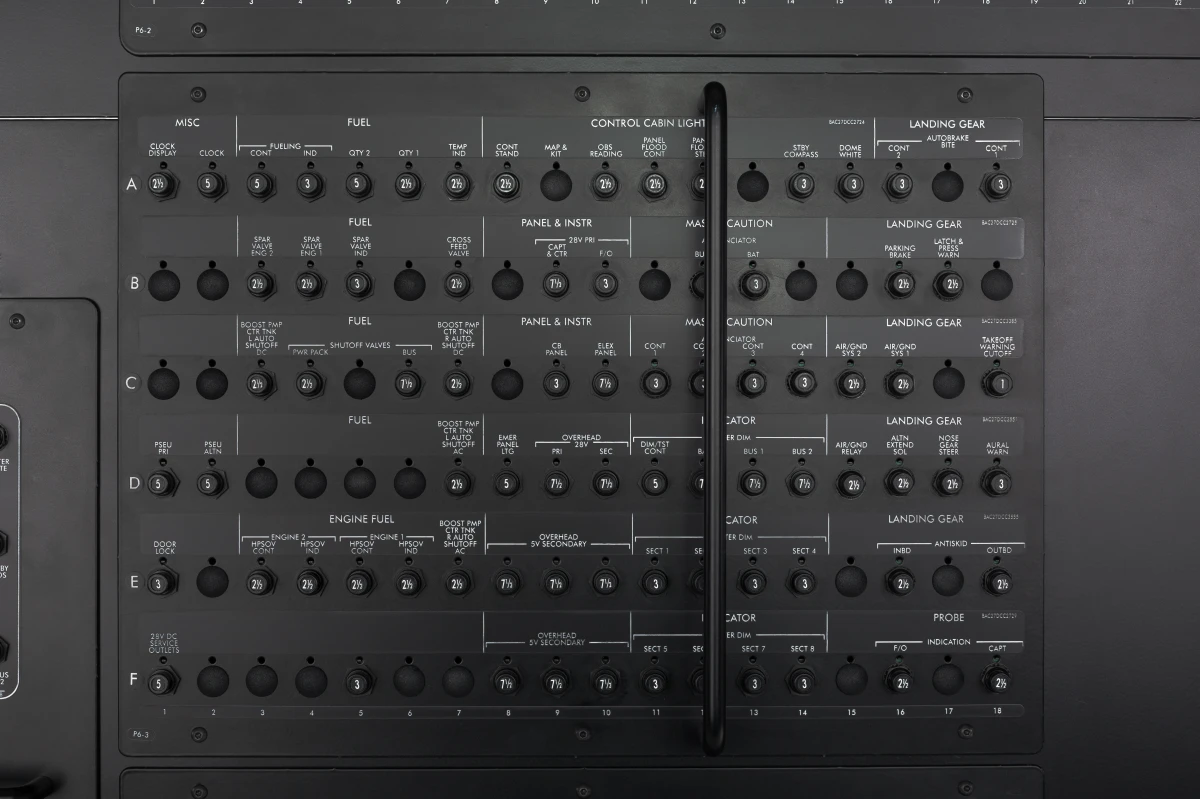 FSC B737NG Circuit breakers wall first officer side P6-3 panel