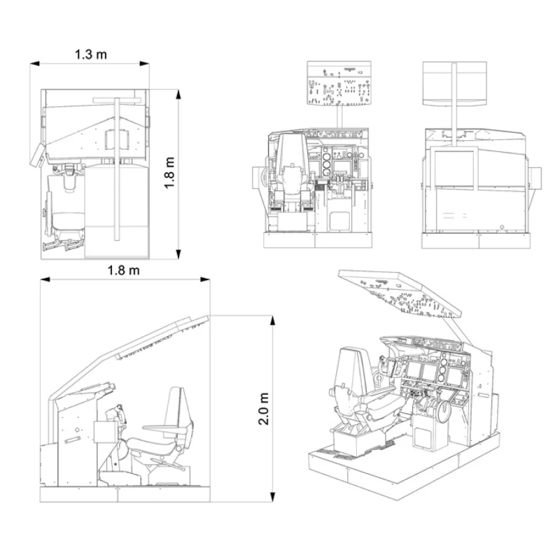 FSC B737NG cockpit one seat compact full setup render