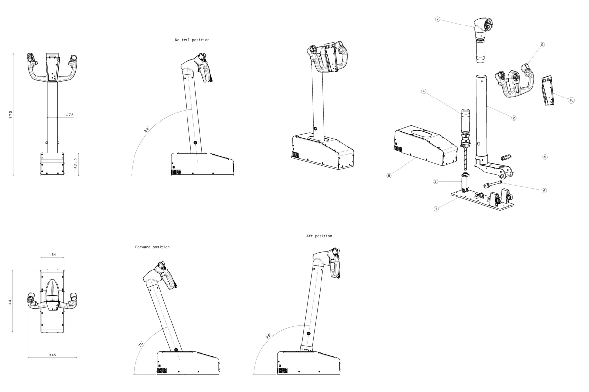 FSC B737NG single seat trainer single yoke technical drawings