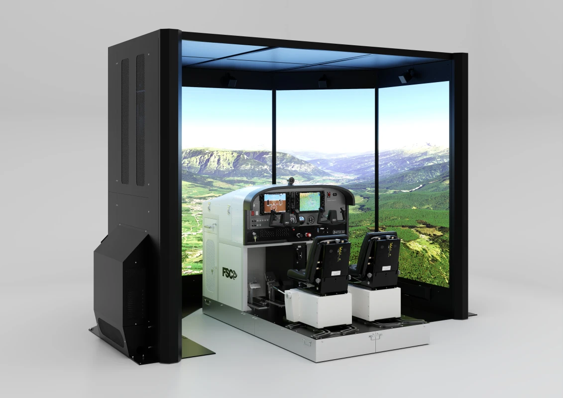FSC MTGS332 C182 general aviation simulator arena with 5 monitors 85 inches render