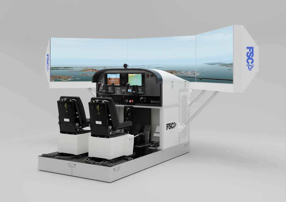 FSC MTGS332 C182 general aviation simulator visual with 3 monitors full HD 55 inches render