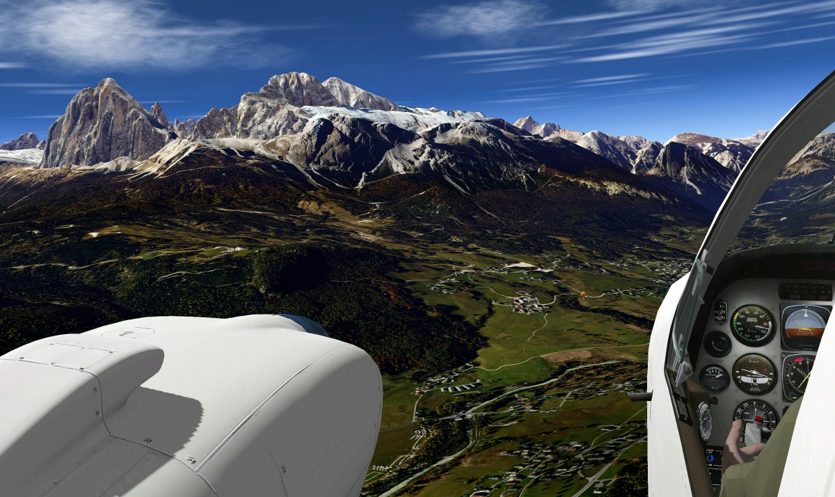 FSC MTGS332 general aviation simulator customized 3D scenary from the cockpit