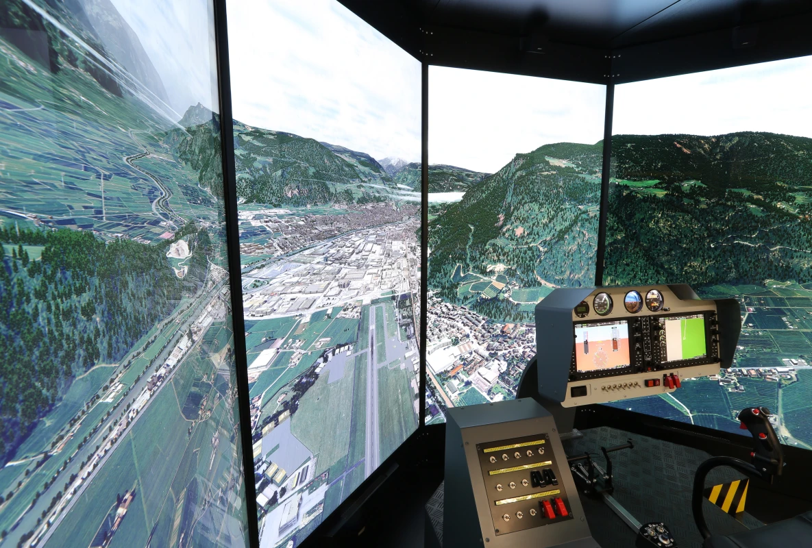 FSC helicopter simulator turnkey visual system lateral view