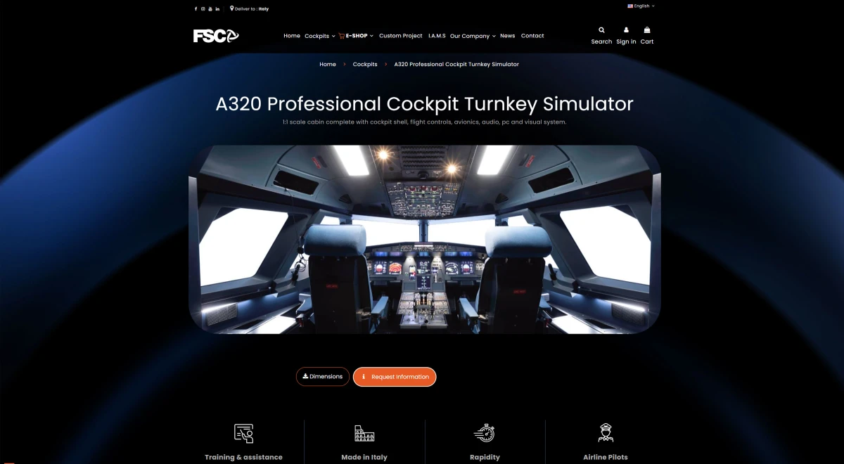 FSC new e-commerce website version launch a320 simulator