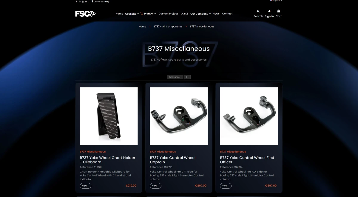 FSC new e commerce website version launch b737 parts